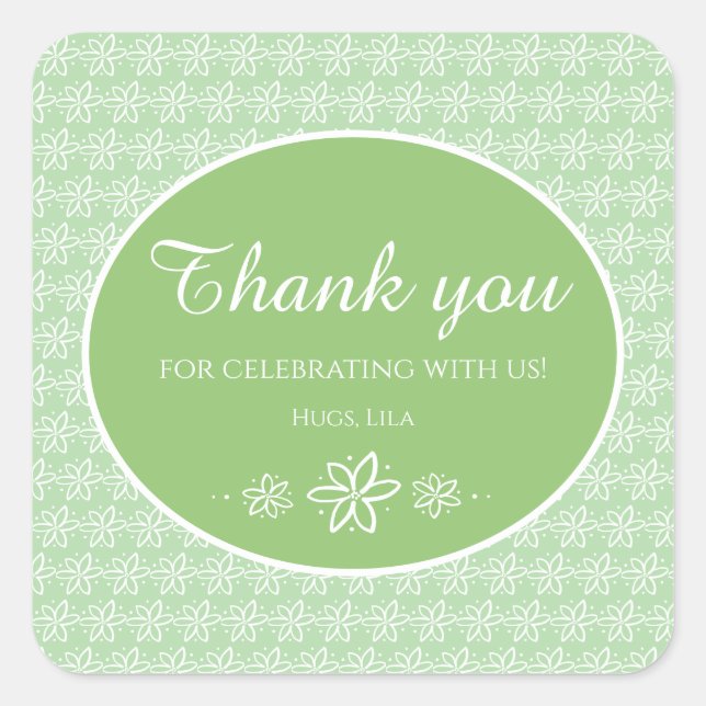 Adesivo Quadrado Flores Tuberosas Vinhetas de Partido Personalizado (Frente)