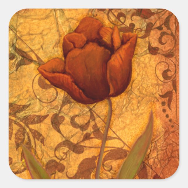 Adesivo Quadrado Flores Vermelhas II (Frente)