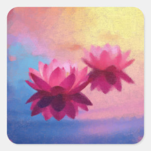 Adesivo Quadrado Flores Vibrantes de Abstrato Lotus