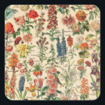 Adesivo Quadrado Flores Vintage por Adolphe Millot<br><div class="desc">Flores Vintage de Adolphe Millot. Visite minha loja para obter um design mais interessante e mais opções de cores => zazzle.com/colorfulworld*</div>