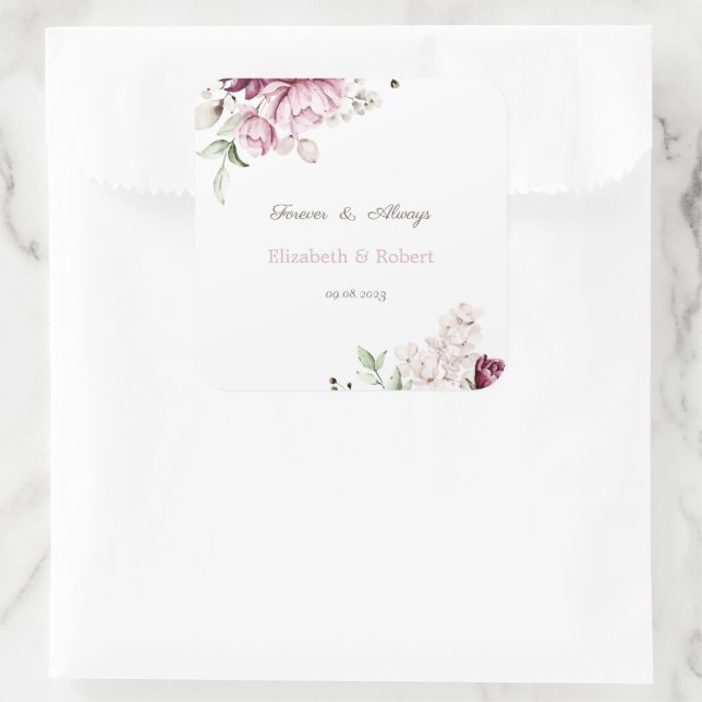 Adesivo Quadrado Flores Violeta Aquarela (Bolsa)