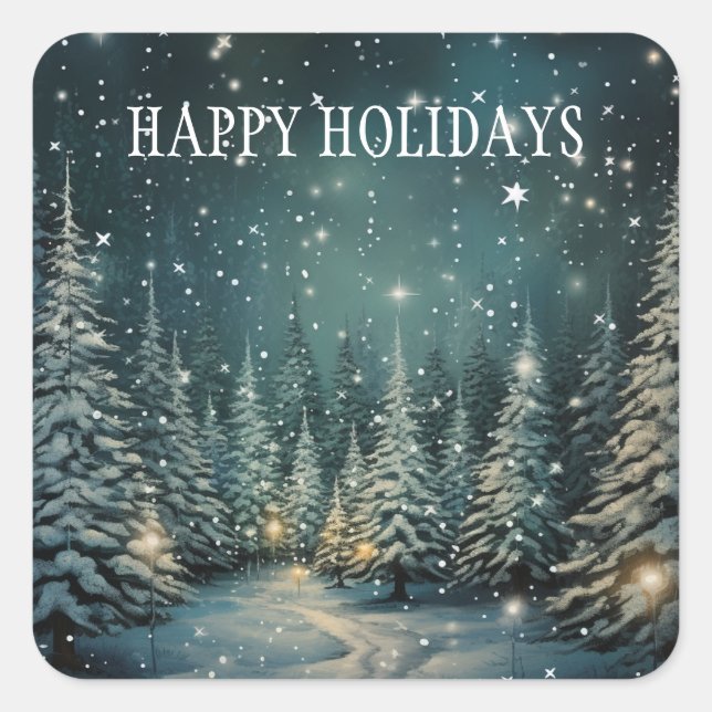 Adesivo Quadrado Floresta de inverno (Frente)