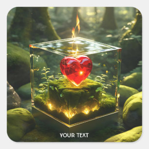 Adesivo Quadrado Floresta do Coração Cubo Fantasy