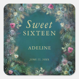 Adesivo Quadrado Floresta Encantada Rosa Greenerescência Fada Nome