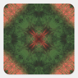 Adesivo Quadrado Floresta Energia Arte Fractal Kaleidoscópio