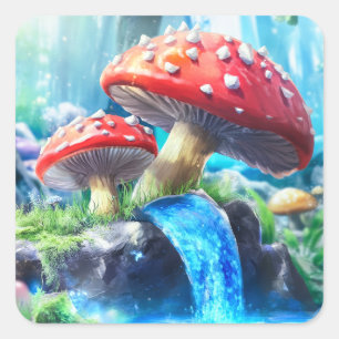 Adesivo Quadrado Floresta Mushroom