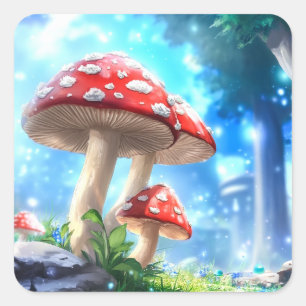 Adesivo Quadrado Floresta Mushroom