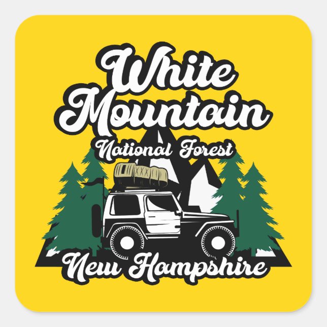 Adesivo Quadrado Floresta Nacional White Mountain New Hampshire (Frente)