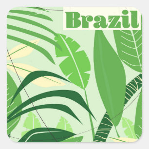 Adesivo Quadrado Floresta tropical brasileira impressão de férias e