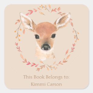 Adesivo Quadrado Florestal Florestal Animais Aquícolas Cl Minimalís