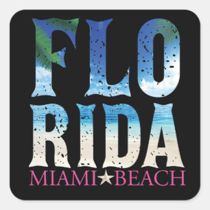 Adesivo Quadrado Flórida, Miami Beach