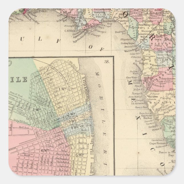 Adesivo Quadrado Florida, Mobile Map by Mitchell (Frente)