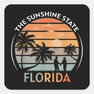 Adesivo Quadrado Florida Summer Beach Vintage Sunset