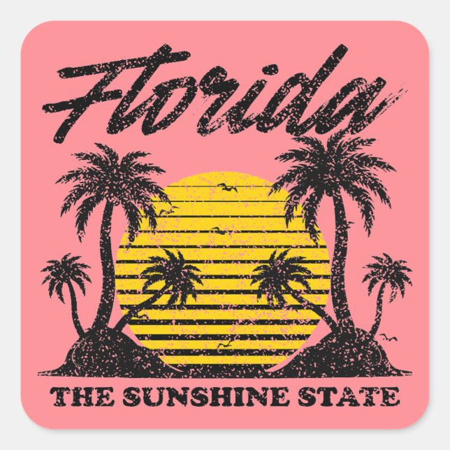Adesivo Quadrado Florida The Sunshine State (Frente)