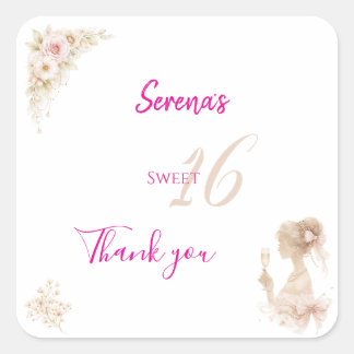 Adesivo Quadrado Flower Dreamy Soft Sweet 16 Birthday Sticker