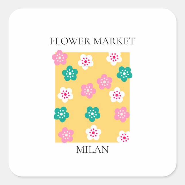 Adesivo Quadrado Flower Market - Milan (Frente)