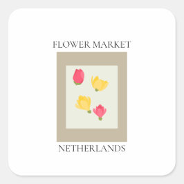 Adesivo Quadrado Flower Market - Netherlands