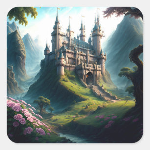Adesivo Quadrado Flower Meadow Castle