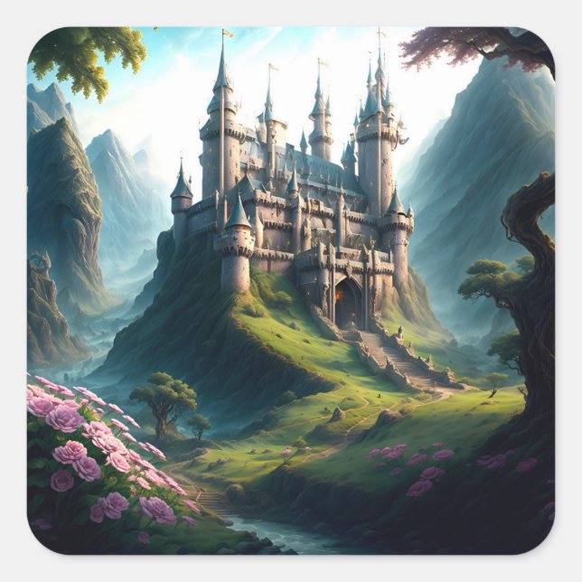 Adesivo Quadrado Flower Meadow Castle (Frente)