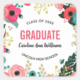 Adesivo Quadrado Flower Painting Custom Graduation 