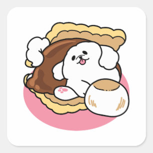 Adesivo Quadrado Fluffier Tha S’more - Cute Dog and Dessert Pun