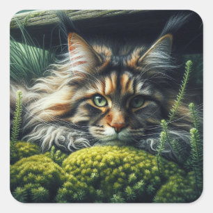 Adesivo Quadrado Fluffy Cat
