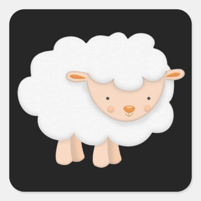 Adesivo Quadrado Fluffy White Lamb Sticker (Frente)