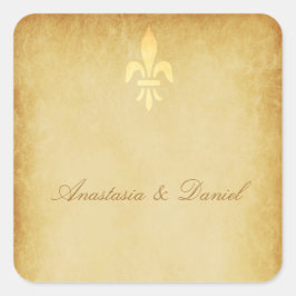 Adesivo Quadrado Flur de lis gold beigage, estilo francês