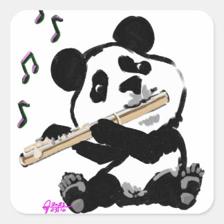 Adesivo Quadrado Flute Playing Panda