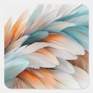 Adesivo Quadrado Fluxo de Pena Abstrata – Elegância Suave