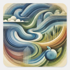 Adesivo Quadrado Fluxo natural - Abstrato Swirl Landscape Sticker