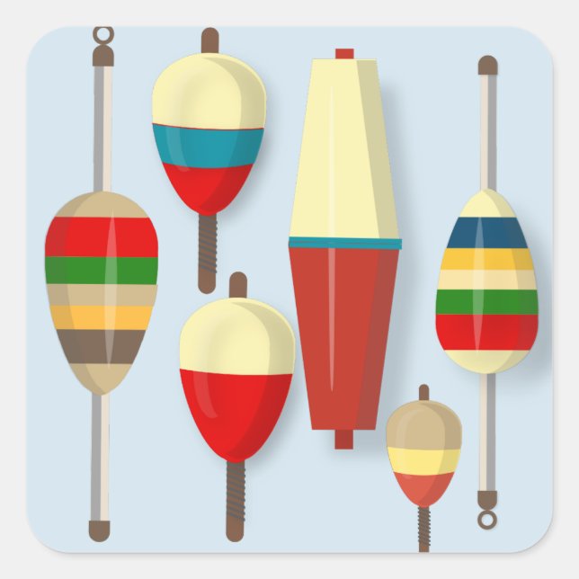 Adesivo Quadrado Fluxos de pesca/Bobinas (Frente)