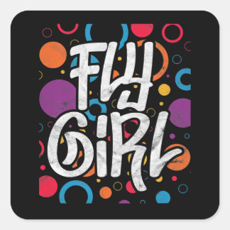 Adesivo Quadrado Fly Girl 90s 90 Hip Hop Disco Party