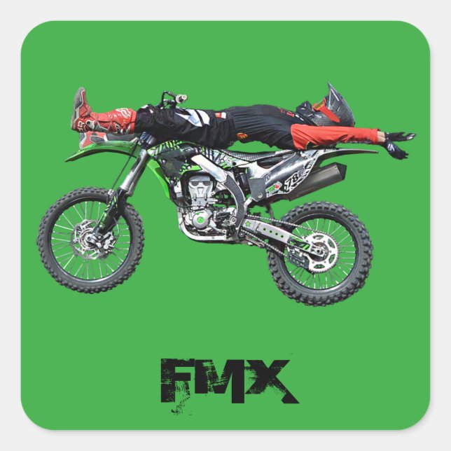 Adesivo Quadrado FMX - Freestyle Aerial Motocross Stunt III (Frente)
