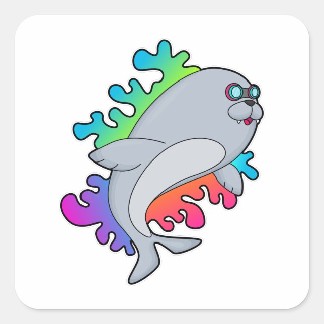 Adesivo Quadrado Foca com Óculos (Frente)