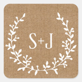 Adesivo Quadrado Foco de Casamento Rustic Burlap White Elegante