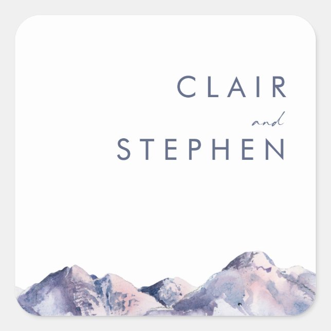 Adesivo Quadrado Foco de Envelope da Montanha de inverno (Frente)