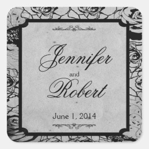 Adesivo Quadrado Foco de Envelope Rosa Gótico Preto