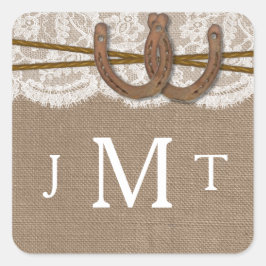 Adesivo Quadrado Focos de Coleção de Ferradura Rústica