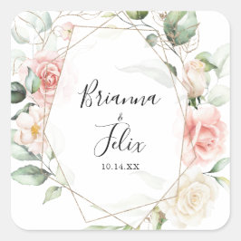 Adesivo Quadrado Focos de Envelope de Folhagem Dourada Geométrica