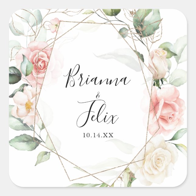 Adesivo Quadrado Focos de Envelope de Folhagem Dourada Geométrica (Frente)