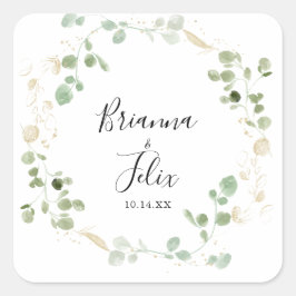 Adesivo Quadrado Focos de Envelope de Foliage Eucalyptus Dourados