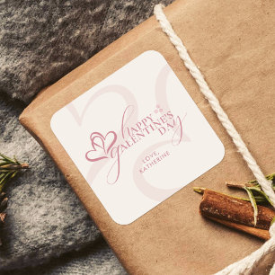 Adesivo Quadrado Fofa Minimalista Moderna Rosa Creme Script Galenti