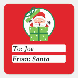 Adesivo Quadrado Fofo do Papai Noel Verde Natal Personalizado