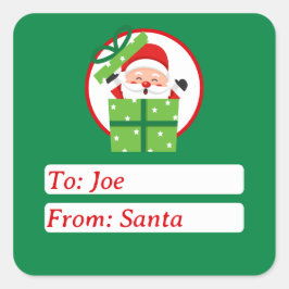 Adesivo Quadrado Fofo Do Papai Noel Verde Natal Personalizado