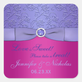 Adesivo Quadrado Fofo Fiducioso, Fofo Floral Púrpura