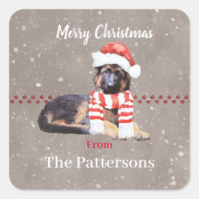 Adesivo Quadrado Fofo German shepherd Enfiado Tão Bonito (Frente)