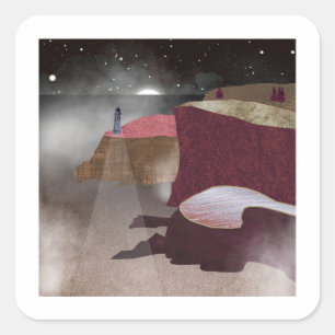 Adesivo Quadrado Foggy Lighthouse