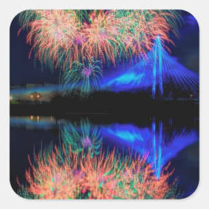 Adesivo Quadrado Fogos-de-artifício