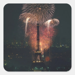 Adesivo Quadrado Fogos de artifício, Torre Eiffel, Paris, França
